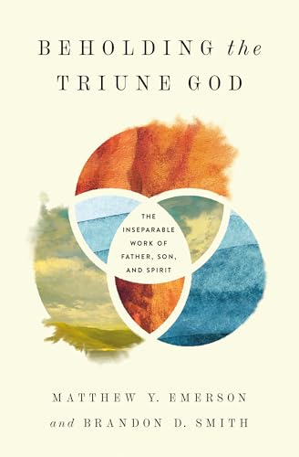 Book cover with overlapping watercolor circles and title “Beholding the Triune God.”