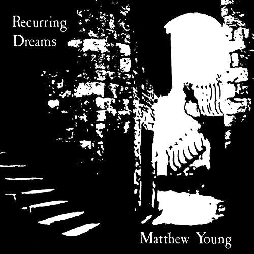 High-contrast black and white image of a stone archway with text Recurring Dreams.