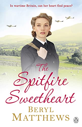 Book cover featuring a woman in a coat, with Spitfire planes above a landscape.