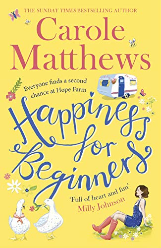 Book cover: pink background, illustrated caravan, ducks, and woman in blue.