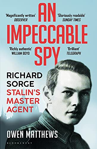 Book cover featuring a portrait of Richard Sorge with bold red text on blue.