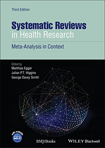 Book cover: "Systematic Reviews in Health Research," third edition, with network graphic.
