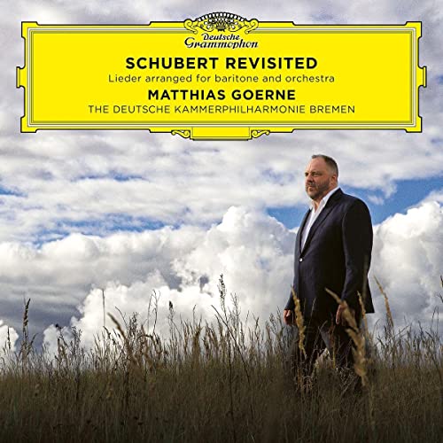 CD cover: Matthias Goerne portrait in a field under a cloudy sky.
