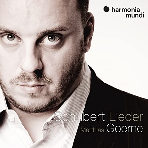 Close-up portrait of Matthias Goerne, album cover for Schubert Lieder CD.