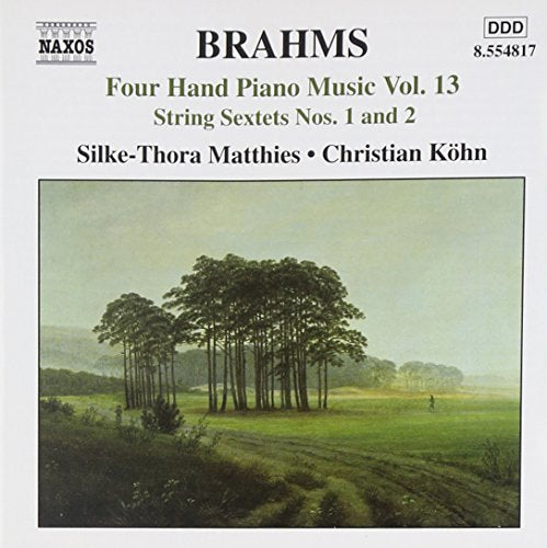 CD cover for Brahms’ Four Hand Piano Music featuring a landscape painting.
