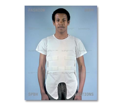 Book cover: Man wearing a white, structured garment against blue.