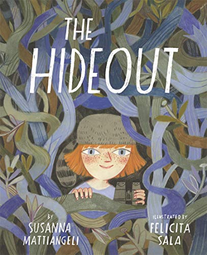 Book cover: girl with red hair in a forest, titled "The Hideout".