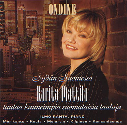 CD cover featuring portrait of Karita Mattila with city skyline background.