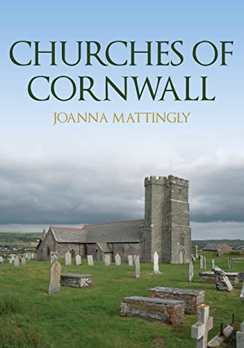 Book cover: "Churches of Cornwall" with a church and graveyard scene.