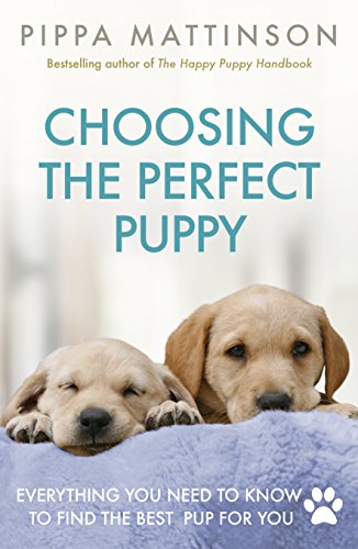 Book cover: "Choosing the Perfect Puppy" with two golden retriever puppies.