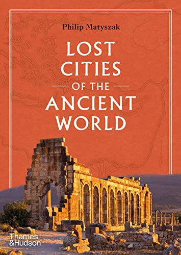 Book cover with orange background and ancient stone ruins under a sunset sky.
