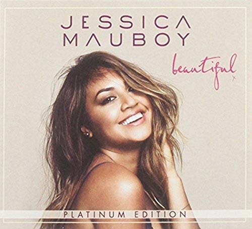 Jessica Mauboy’s “Beautiful” Platinum Edition CD cover with her portrait.