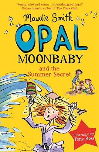 Book cover with illustrated girl holding objects, children playing in background.