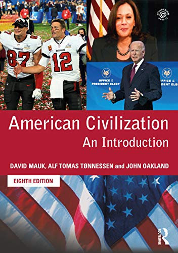 Book cover: “American Civilization,” featuring political and sports imagery.