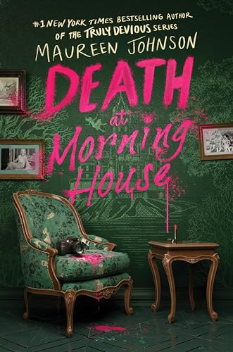 Book cover: “Death at Morning House” with a dark, gothic mansion.