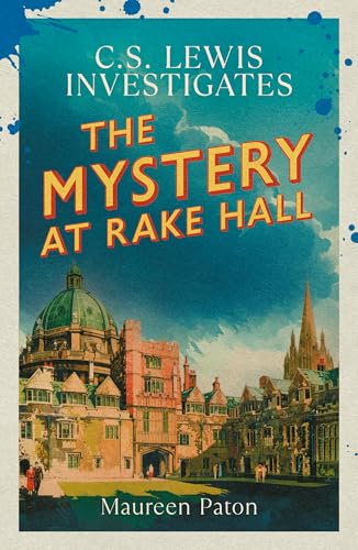 Book cover for The Mystery at Rake Hall featuring an illustration of old buildings.