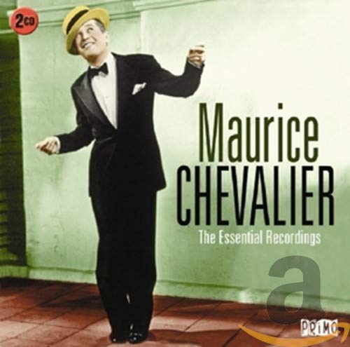 Maurice Chevalier in a tuxedo and straw hat, CD cover art.