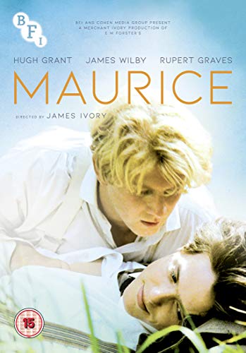 DVD cover art for the film Maurice showing two men lying in the grass.