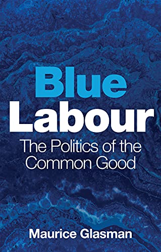 Book cover with abstract blue marbled background and white and blue text.