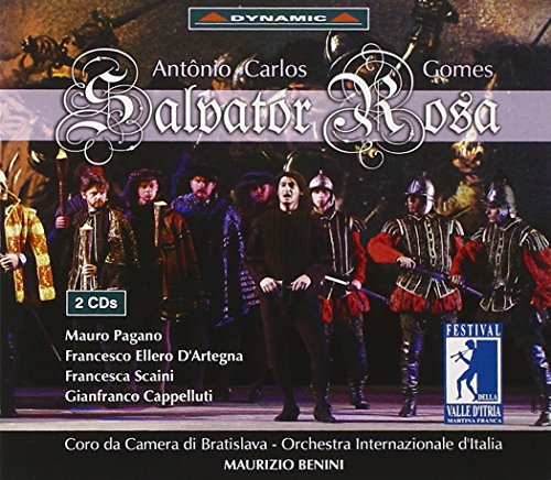 CD cover for "Salvator Rosa" opera by Gomes, featuring costumed performers.
