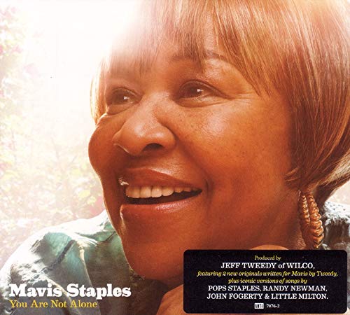 Close-up of Mavis Staples smiling, with album title and producer details.