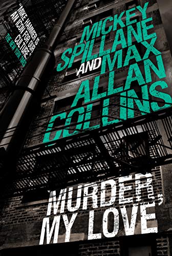 Book cover for "Mike Hammer - Murder, My Love" with building facade.