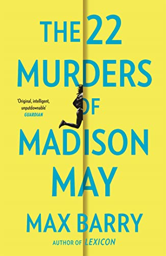 Book cover with yellow background, blue text, and a silhouette of a running woman.