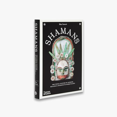 Book cover titled Shamans featuring a decorated ritual mask on a black background.