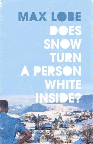Book cover: blue and white text over a snowy landscape, person’s back.