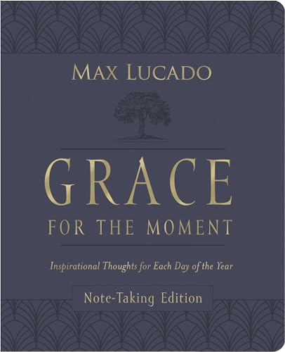 Dark blue devotional book cover with gold text: "Grace for the Moment.