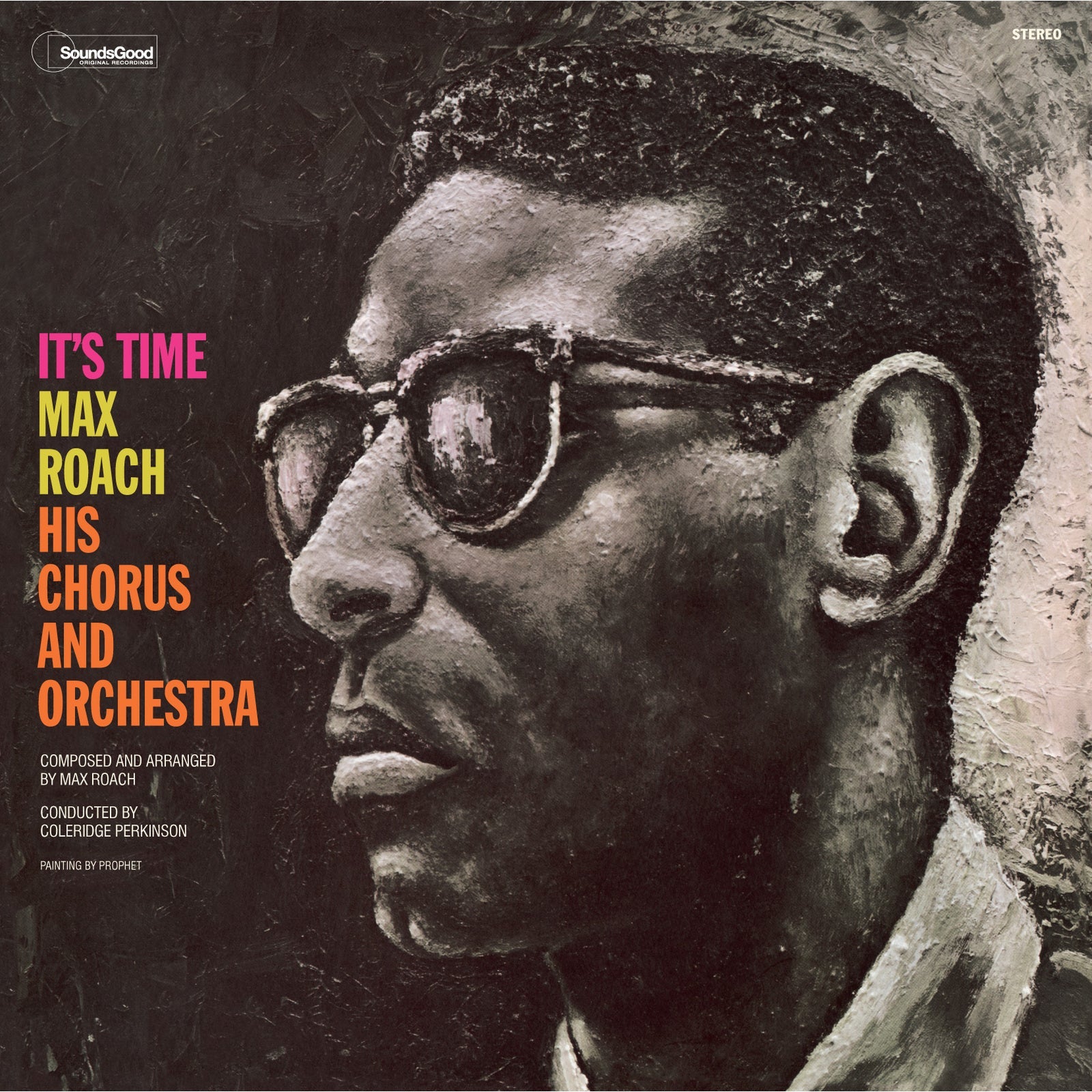 Vinyl cover art featuring a textured painting of Max Roach wearing sunglasses.