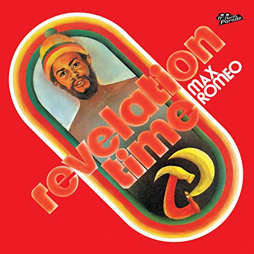 Vinyl cover featuring Max Romeo wearing a rasta hat against a red background.