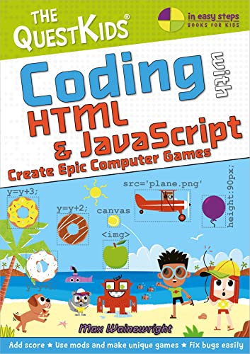 Book cover: “Coding with HTML & JavaScript” featuring game graphics and kids.
