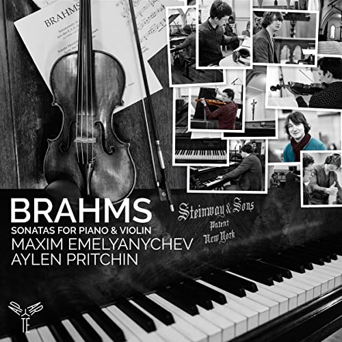 CD cover featuring a violin, piano keys, and musicians in collage.