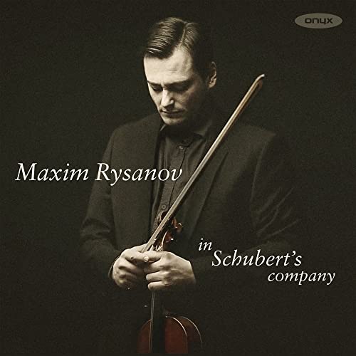 Violinist Maxim Rysanov in a suit, holding a violin, CD cover.
