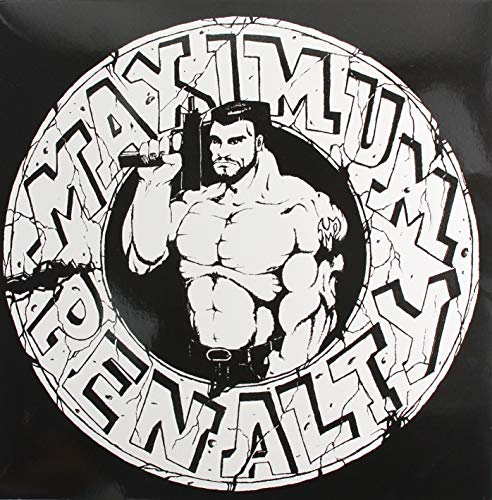 Black vinyl record cover with a muscular man and bold lettering.
