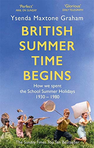Book cover: “British Summer Time Begins” with children playing in grass.
