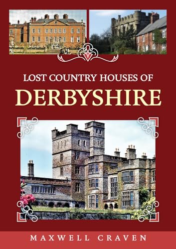 Book cover featuring three historical stone country houses on a dark red background.