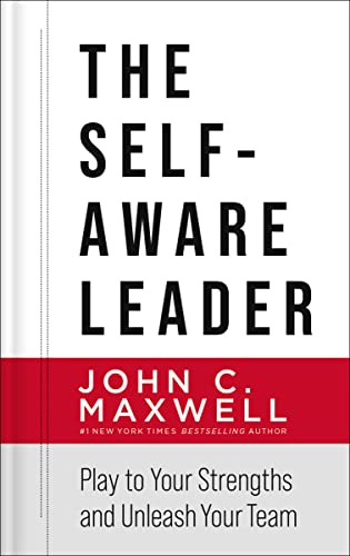 Book cover: “The Self-Aware Leader” by John C. Maxwell, white and red design.