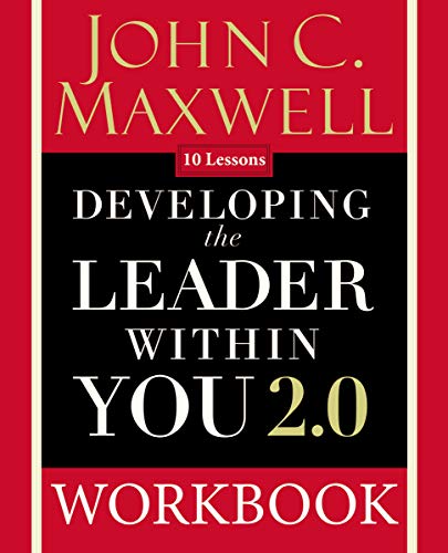Red and black book cover with white text: "Developing the Leader Within You 2.0 Workbook".