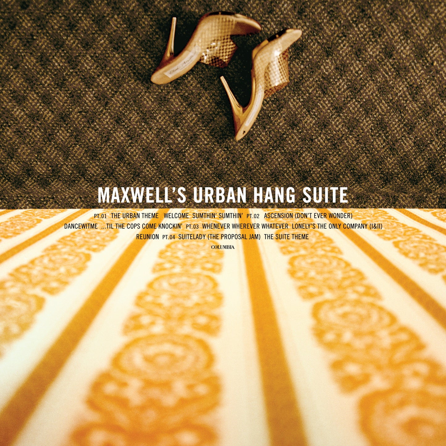 Black vinyl record in a sleeve with urban-themed artwork and typography featuring Maxwell.