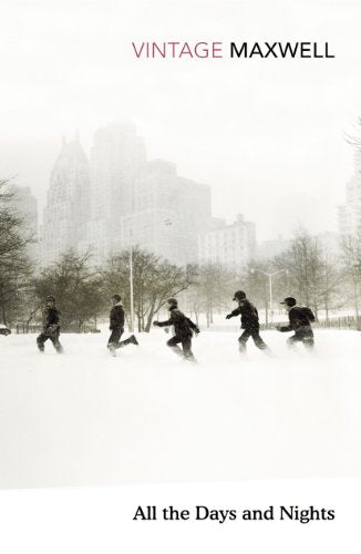 Book cover: snow scene with five figures running towards the viewer.