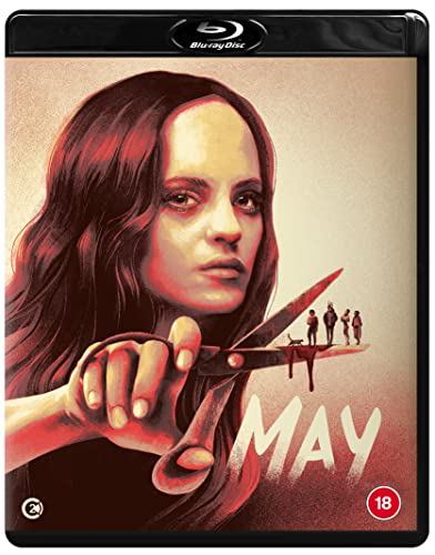 May" Blu-ray cover featuring a woman with scissors and a small group below.