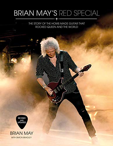 Book cover featuring Brian May playing a red guitar on stage with smoke.
