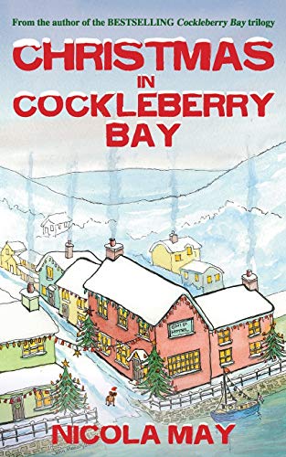 Book cover: snowy coastal village illustration, red lettering, “Christmas in Cockleberry Bay.”