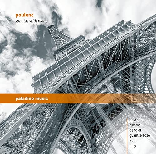 CD cover featuring a low-angle view of the Eiffel Tower in grayscale.