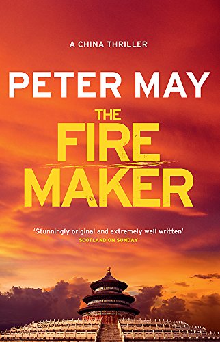 Book cover: "The Firemaker" by Peter May, with a temple silhouette.