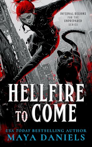 Book cover featuring a woman leaping with a black panther in a city.