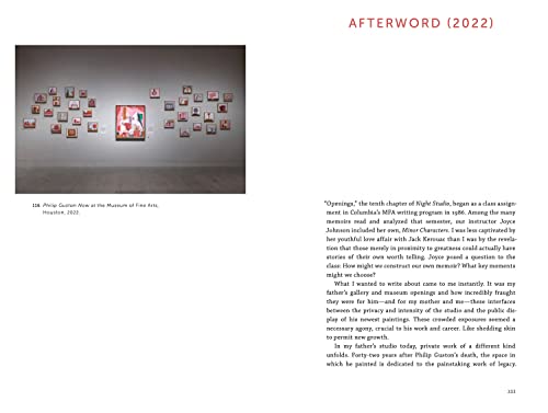 A gallery wall displays Philip Guston paintings with text about his work on the right.