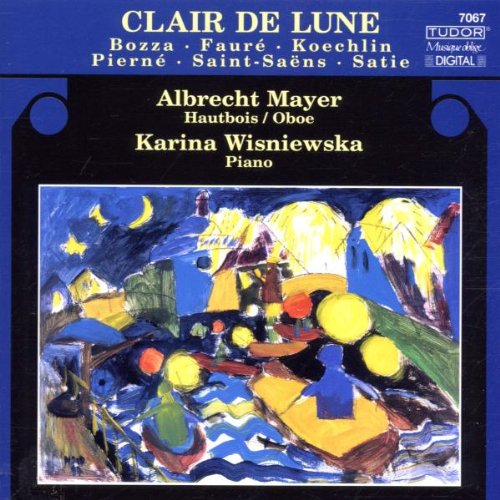 "CD cover with abstract night scene painting and musician names on blue background."